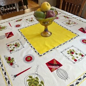 Colorful MidCentury Tablecloth; 44.5x48.5